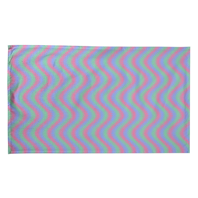 Torchon à rayures ondulées, Polyester sergé, Rose/vert/bleu