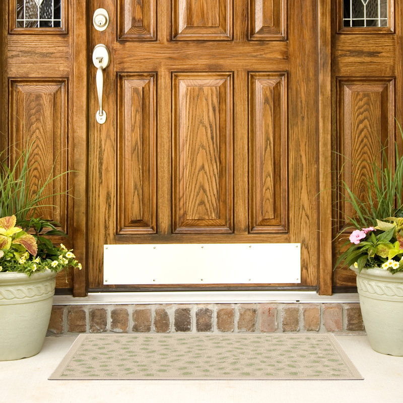 Beige and Green Spotted Synthetic Indoor/Outdoor Rug