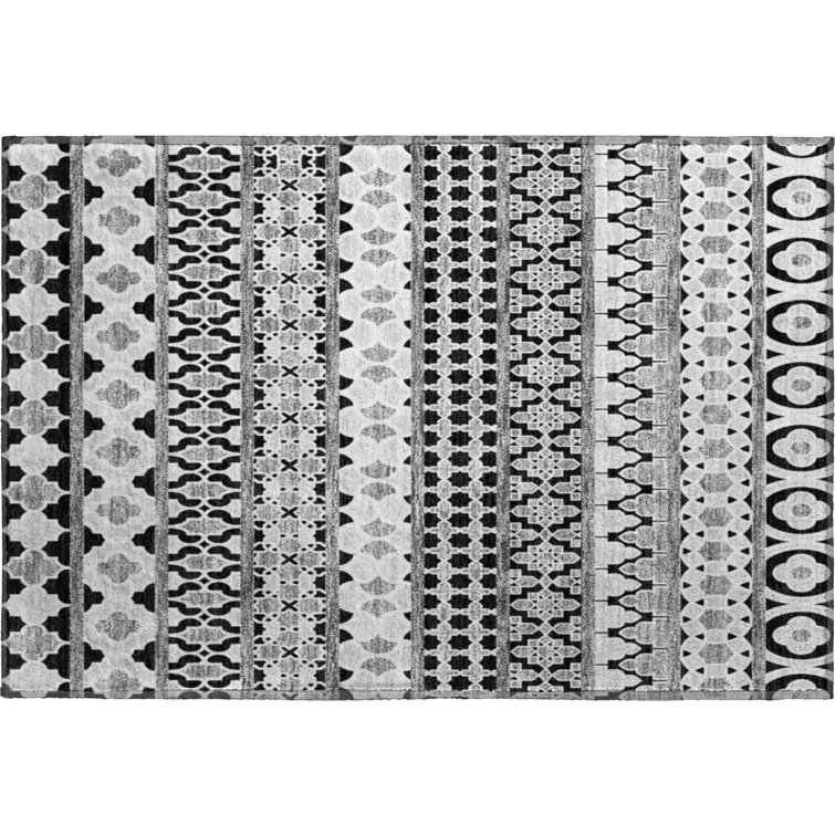 Premium Machine Washable Prisco Black Rug