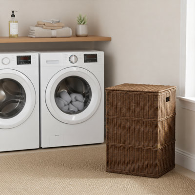 Panier à linge rectangulaire en résine tressée Joseph - 17,3 po x 13,8 po x 23,6 po - brun espresso