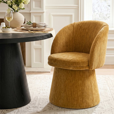 Chaise de salle à manger pivotante moderne avec dossier en tonneau et base piédestal