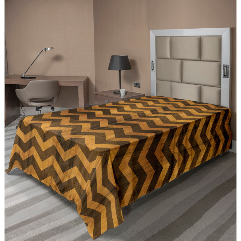 Ambesonne Top Flat Sheet Royal, Twin XL Flat Sheet, Pale Brown Chevron 2