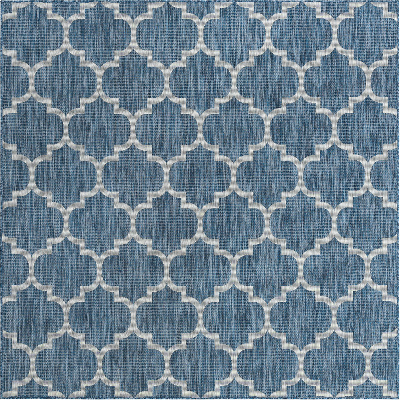 Outdoor Preen Area Rug Navy Color, Square 7'10"
