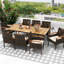 Ensemble repas 9 pièces en osier de patio avec coussins et trou pour parasol 1,9 po