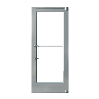 36 po X 84 po Porte commerciale suspendue à gauche en aluminium anodisé argenté à gauche