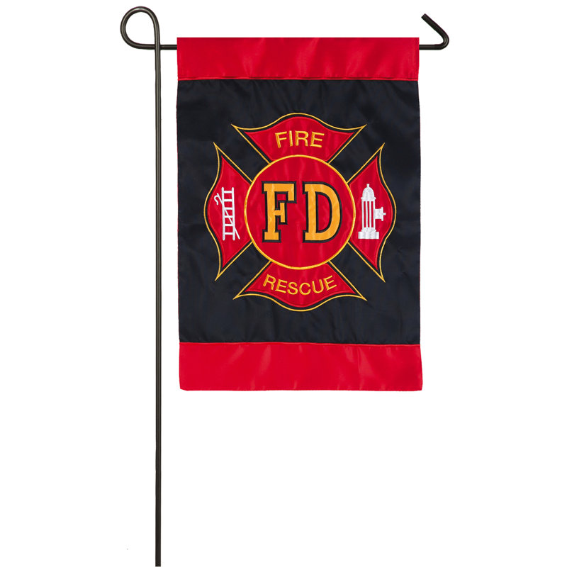 2 côtés en polyester 18 x 13 po fire department drapeau de jardin