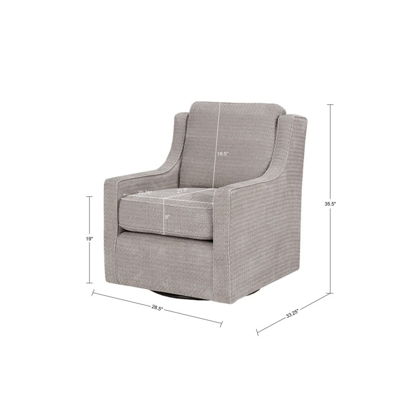 Moshier 28.5" W Upholstered Swivel Armchair, Grey Chevron