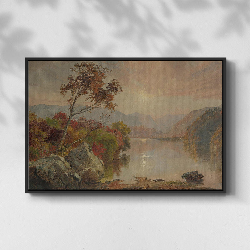 Paysage rétro - DCXII, Toile avec cadre flottant noir, H 25 po x l 37 po x P 2 po
