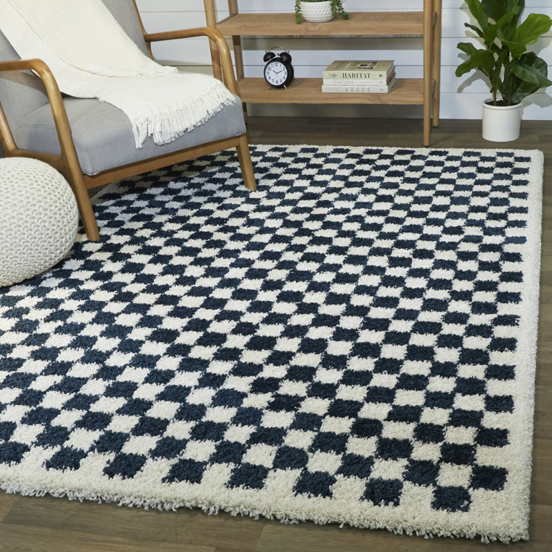 Barrile Chequered Machine Woven Area Rug, Rectangle 120 x 170 cm