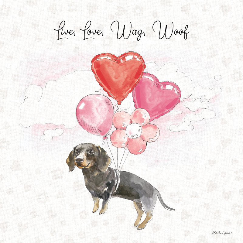«Paws of Love V Pink» par Beth Grove - reproduction d'art sur toile tendue, H 36 po x l 36 po, Oui, Cadre simple noir