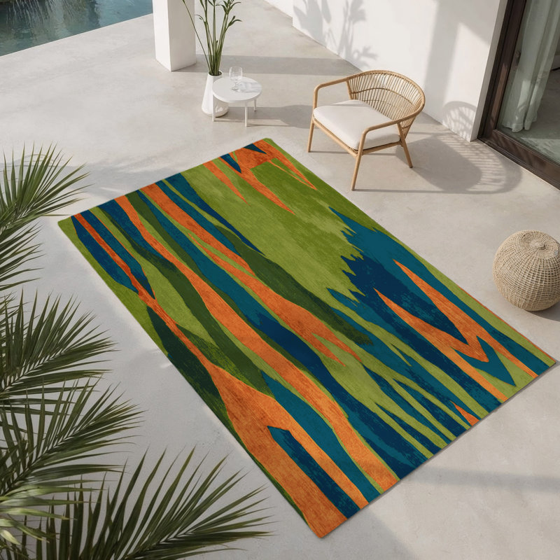 Cascading Wilderness Indoor And Outdoor Area Rug, Rectangle 8' x 10'