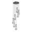 Luminaire suspendu 7 lumières en forme de goutte d'eau, hauteur réglable, lustre en fer noir avec abat-jour en verre transparent-652854546-652854556