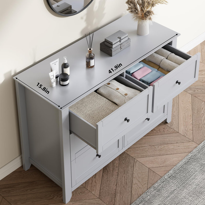 Commode 6 tiroirs pour chambre à coucher, commode en bois avec rangement profond, commode de rangement moderne pour entrée, couloir et chambre d'enfant