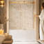 Porte de douche coulissante simple réglable sans cadre 56-60 "H 60", verre trempé anti-déflagrant de 6 mm d'épaisseur, rail carré épais et poignée en acier inoxydable brossé anti-ternissure