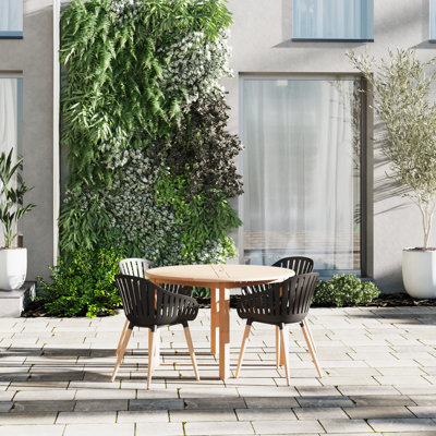 Anautica Round 4 - Person 47'' Teak Finish Outdoor Furniture Dining Set