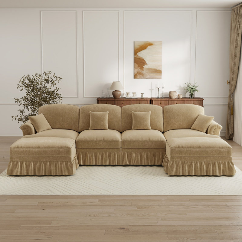  Canapé modulaire, ensemble de salon, canapé en forme de U, pour le salon, Chenille café clair