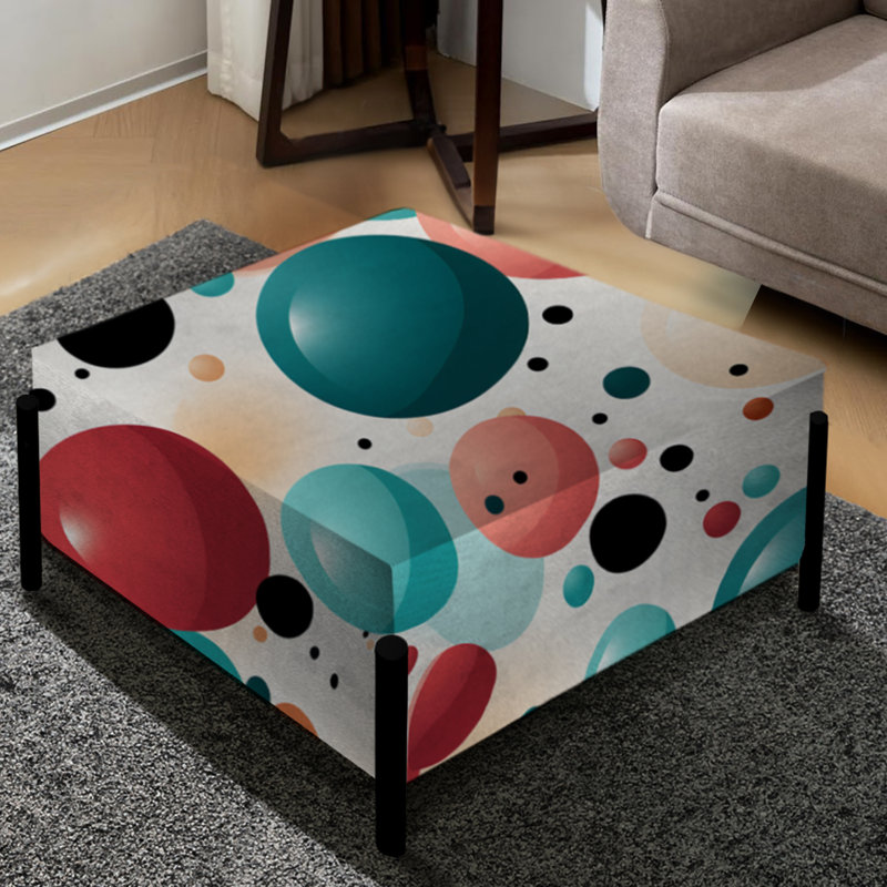Gingham Charm Polka Dots Pattern - Polka Dots Large Square Ottoman