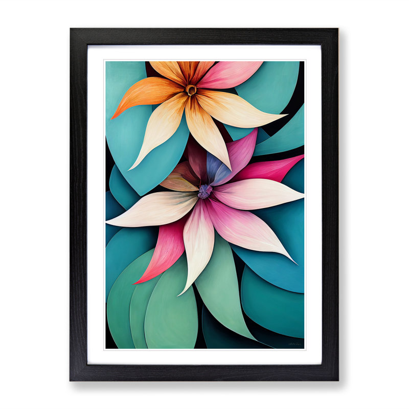Exotic Flowers - Single Picture Frame Print, Black Framed, 64cm H x 46cm W x 2cm D