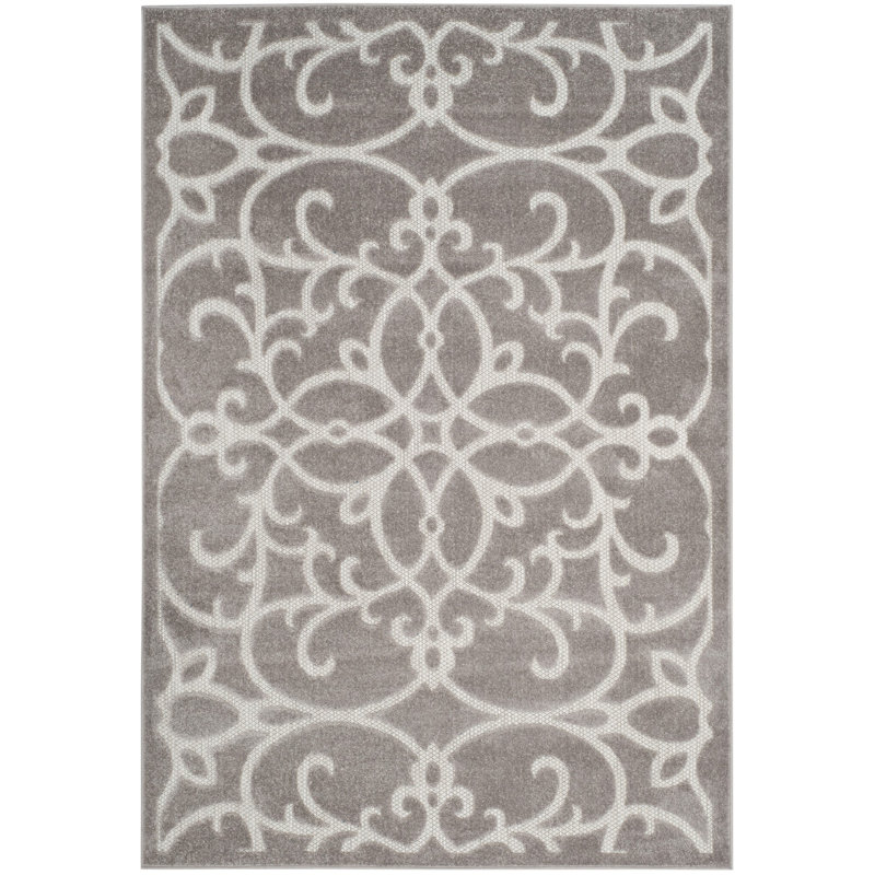 Tapis d'intérieur / extérieur gris / gris clair Bryan, Rectangle 3 pi 3 po x 5 pi 3 po