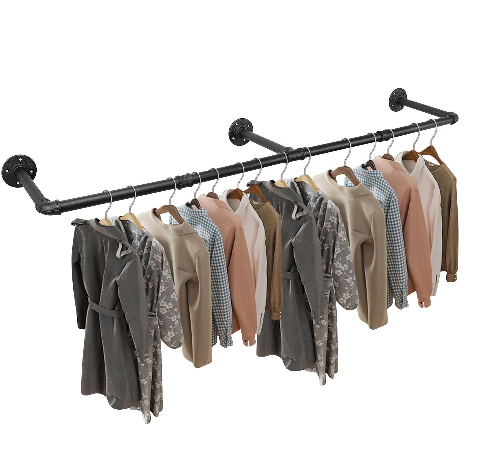 Williston Forge Industrial Pipe Clothes Rack, Heavy Duty Detachable ...