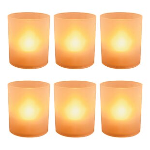 Frosted Votives with Battery Operated LED Lights (Set of 6)