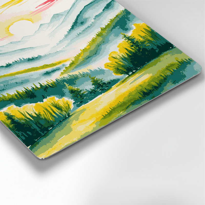 Aquarelle paysage 83, art mural en métal beige, H 24 po x l 20 po