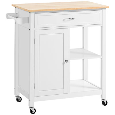 Rolling Kitchen Island Cart With Storage, Solid Wood Top, And Adjustable Shelves For Efficient Organization