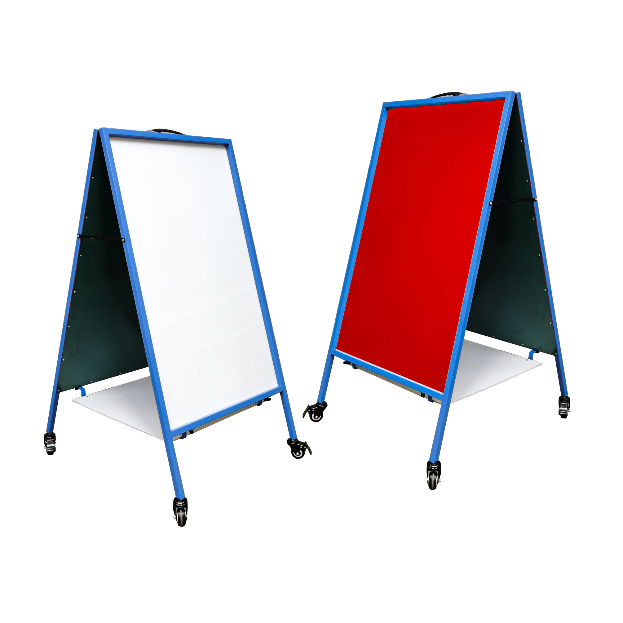 FixtureDisplays Double-Sided Easel with Dry Erase Magnetic Surfaces - Blue