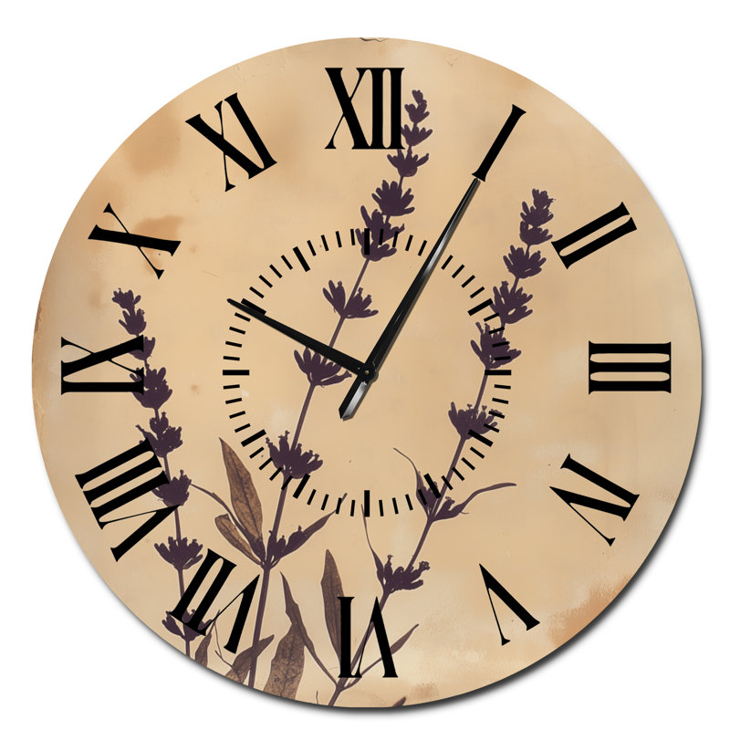 Horloge murale lavande en sépia I - Botanical Silent, Surdimensionné
