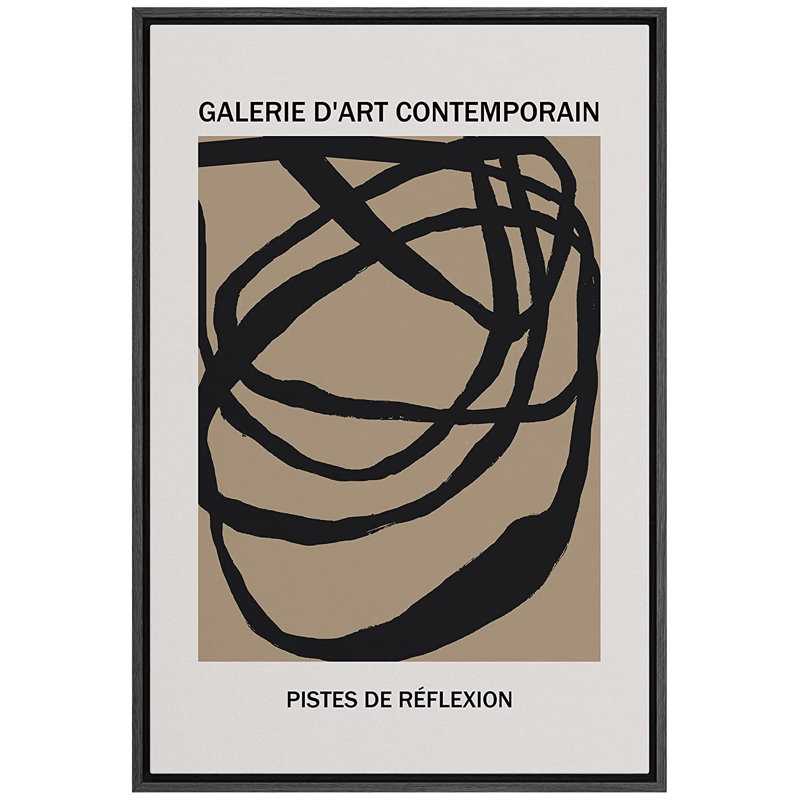 «Paint Strokes Classic Vintage Illustration - Floater Frame», impression sur toile, Cadre noir, H 24 po x l 16 po x P 1,5 po