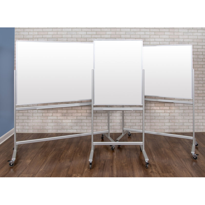Freestanding Glass Reversible Magnetic Medium - 4' - 6' Glass Board, 72" x 51"