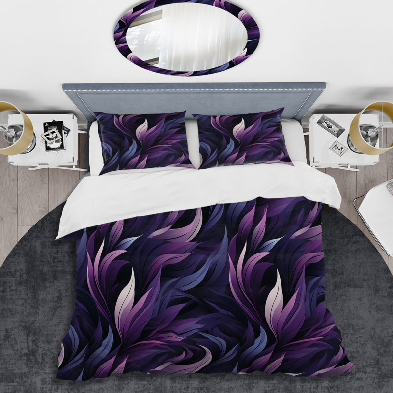 Shadowed Elegance Moody Patterns I - Ensemble de housse de couette abstrait - Microfibre de polyester