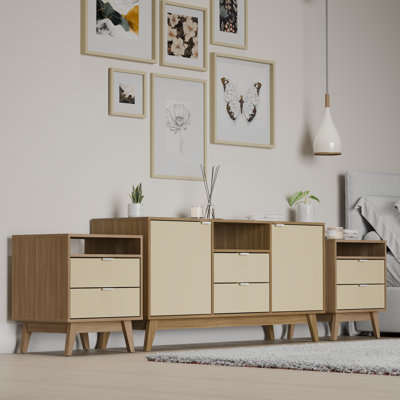 Ensemble de rangement 3 pièces Madison avec meuble télé 59 po et deux tables de chevet 2 tiroirs Madison
