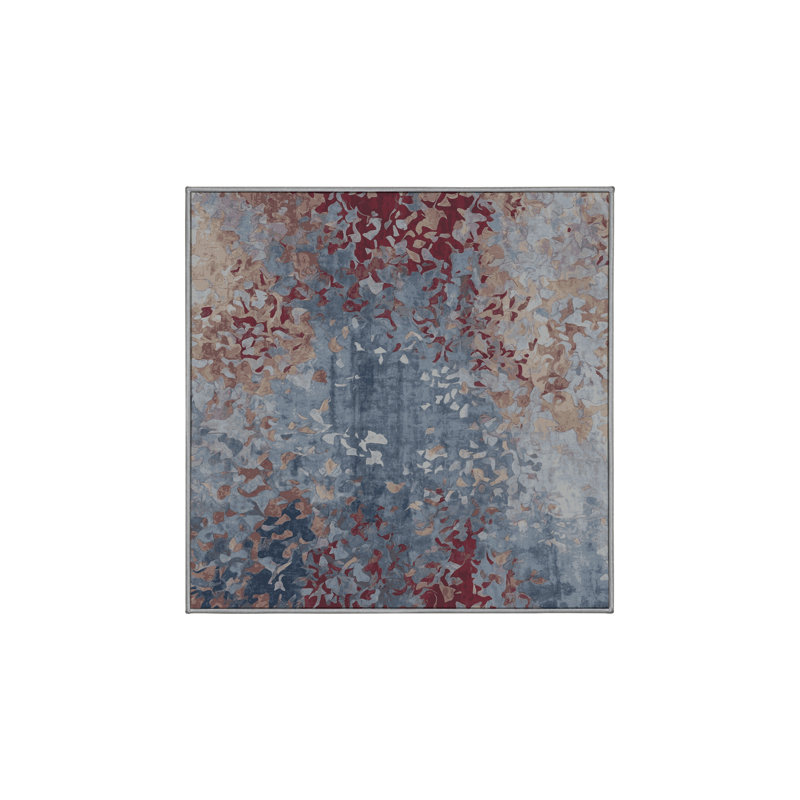 Machine Washable Gray Area Rug, Square 5'