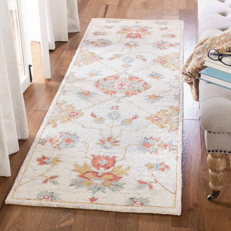 Tapis oriental en laine et coton touffeté à la main Barbuda, Tapis de couloir 2 pi 3 po x 7 pi