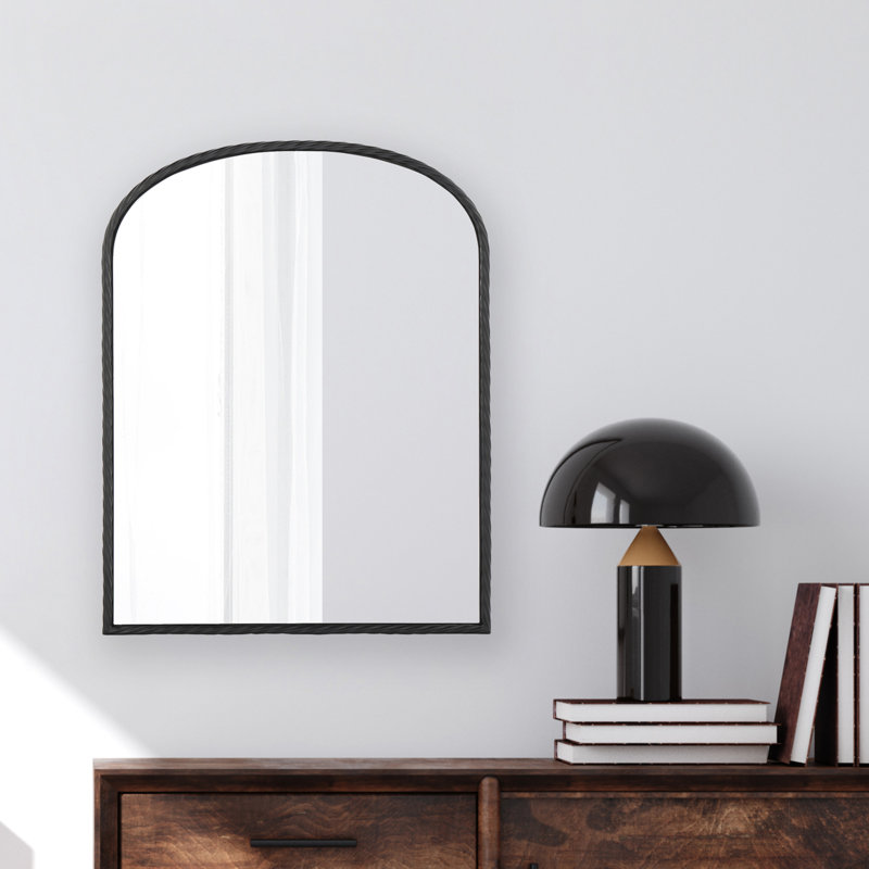 Metal Arch Wall Mirror, Black, 31" H x 24" W