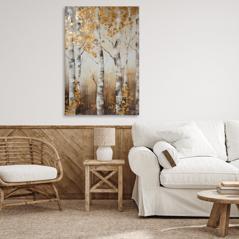 «Fall Foliage Birch», art mural sur toile par Roozbeh Bahramali, H 45 po x l 30 po