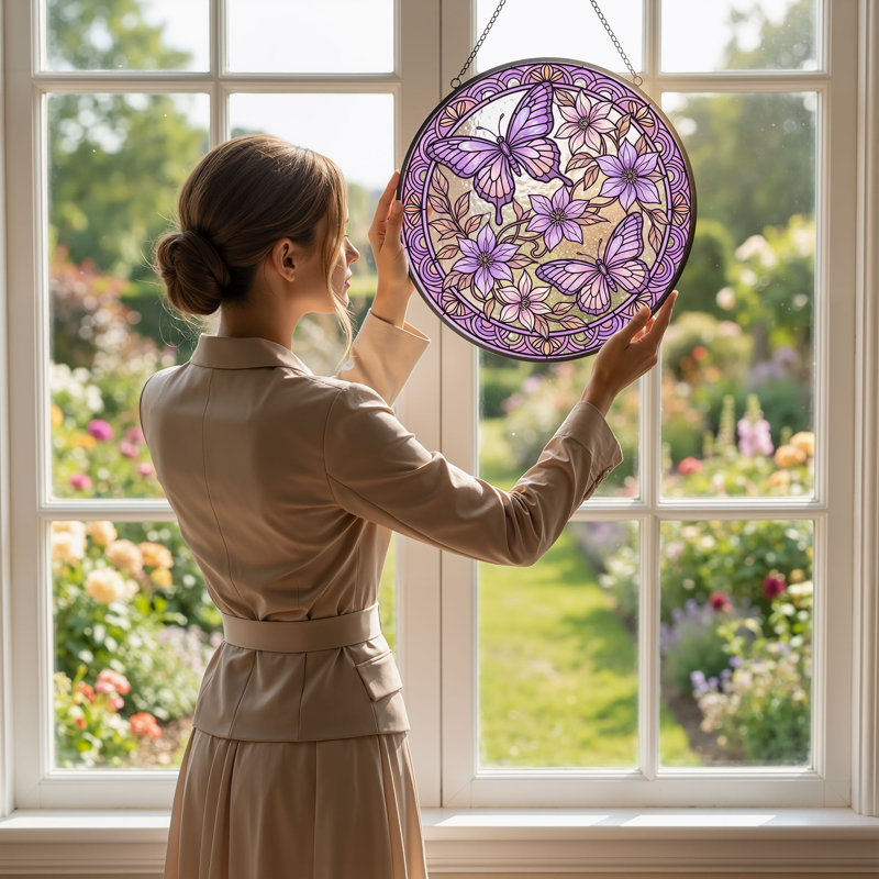 Vitrail de vitrail papillon Butterfly, 7,8 heures, 7.8"H