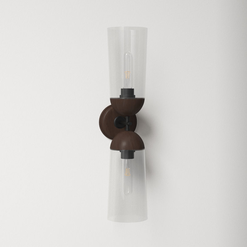 Shiloh Vanity Light, 2, Matte Black/Walnut