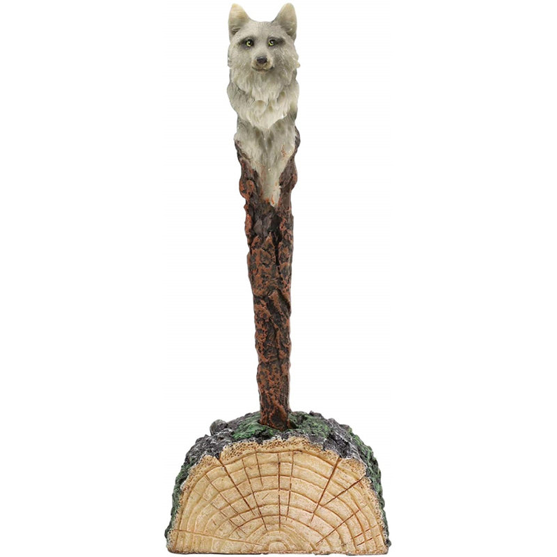 Figurine de support pour porte-écorces celtique alpha loup avec rustique médiéval imaginaire Guynn