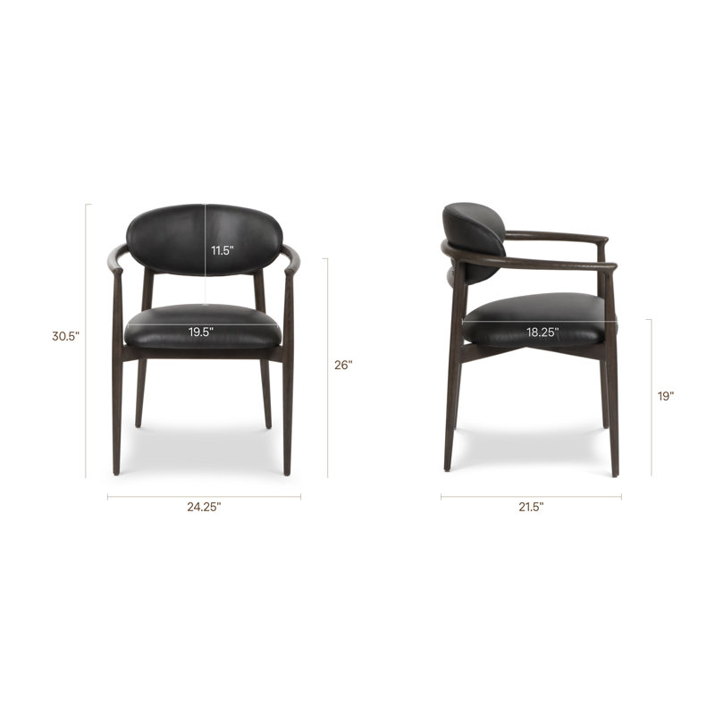 Chaise en bois véritable Riven, Noir clair