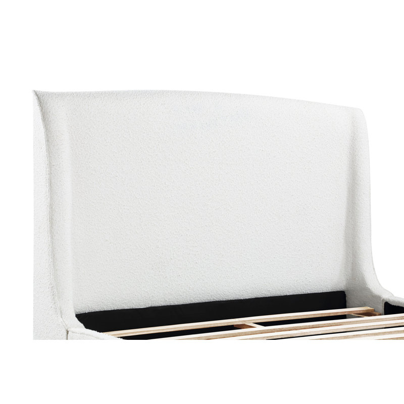 Cauz Upholstered Queen Wingback Bed Snow, Queen, White