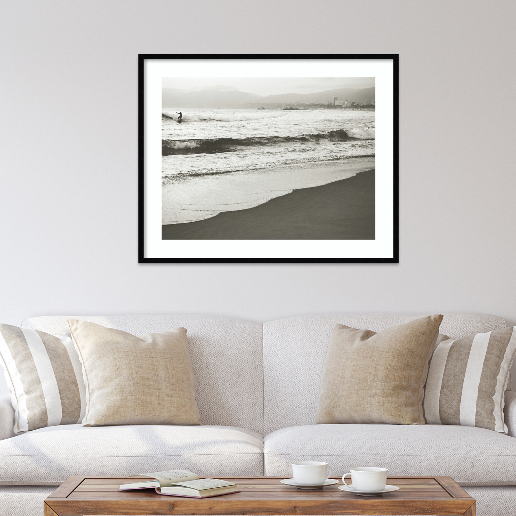 BW Surfer No. 1 by Myan Soffia, 33" H x 41" W, Black Framed