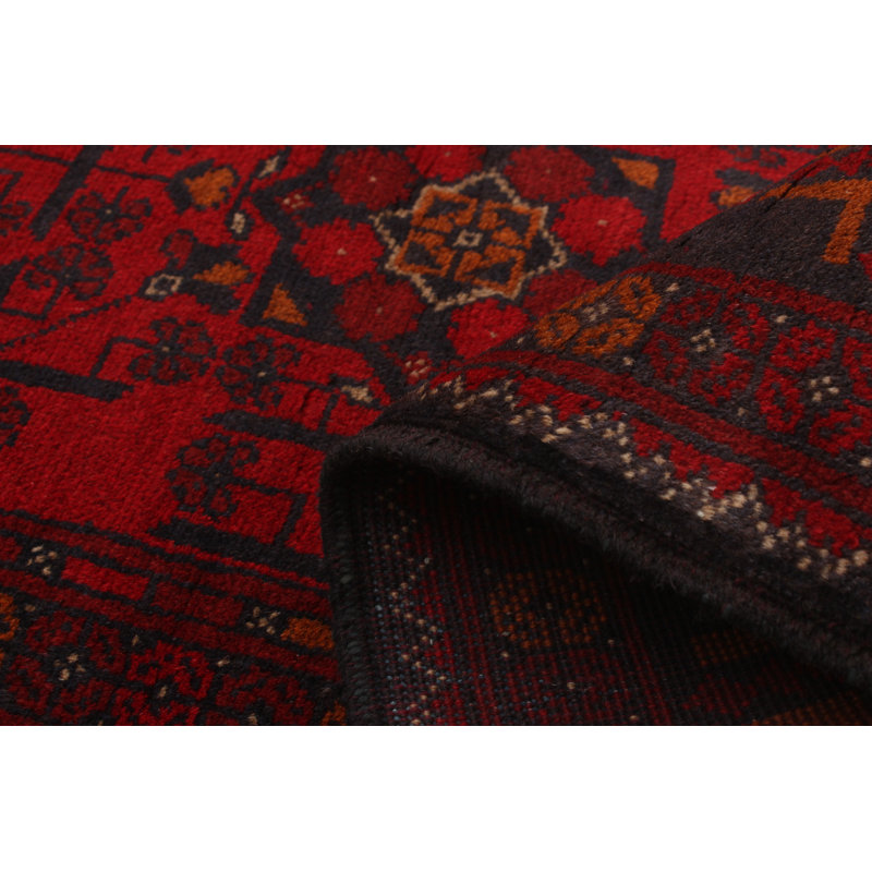 Tapis de zone en laine rouge 4 pi 2 po x 6 pi 4 po à la main one-of-kind-noué la 2010s esari turque Allaina