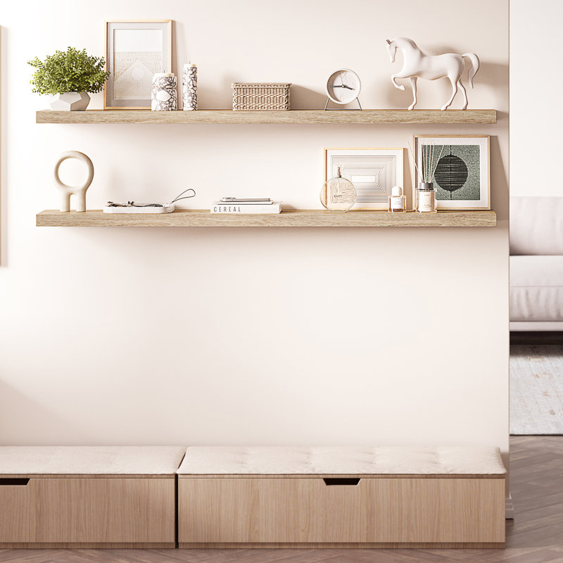 Tablettes flottantes 60 po Miami, profondeur 8 po, longues tablettes murales en bois Miami, 60 inches, Dark Oak