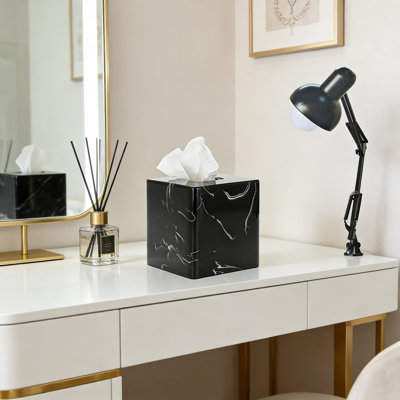 Square Tissue Box Cover, Modern Resin Tissue Box Holder With Open Bottom Design For Easy Refill, Decorative Holder For Bathroom Vanity, Desk, Kitchen Countertop, And Office