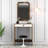 Modern Make-Up Table with Mirror, Walnut & White | 27.6 x 15.7 x 33.1 inches | 100% Melamine Coated Particle Board, Thickness: 0.7 inches | Stylish & Functional Design for Beauty Routine & Vanity Spaces-592791857