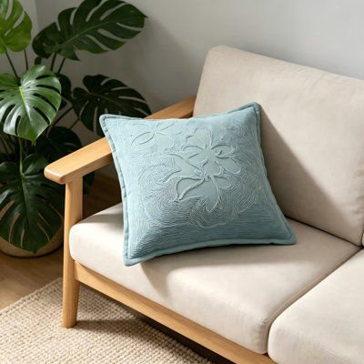The Pillow Is Exquisitely Crafted, With A Green Base And Floral Embroidery, Showcasing A Gentle And Elegant Temperament
