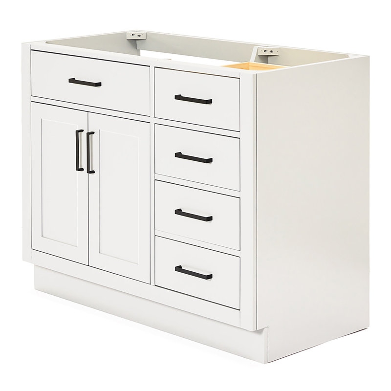 Base de meuble-lavabo simple en bois massif 42 po Osoria, Blanc