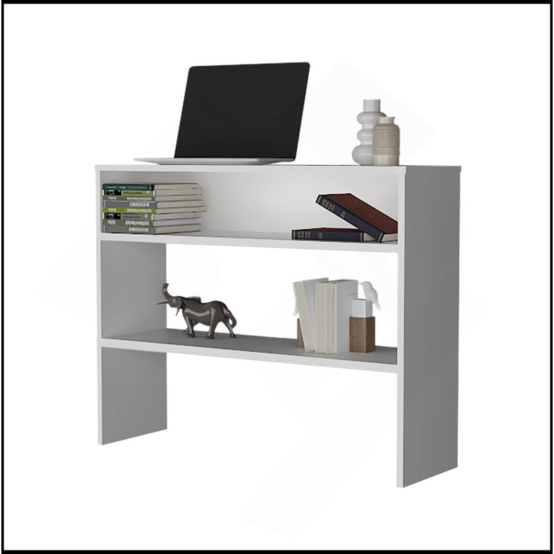 Console blanche avec rangement ouvert, Blanc